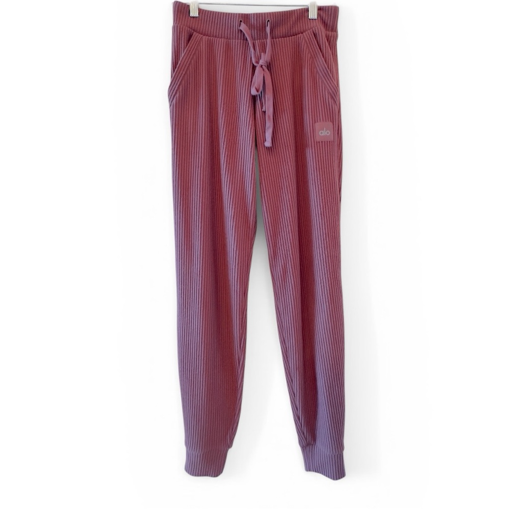 ALO Yoga Muse Ribbed Drawstring Joggers Cherry Cola Size XS Quiet Luxury Lounge